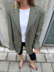 Beige Checked Oversized Blazer