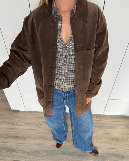 Vintage Brown Suede Oversized Jacket