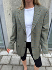 Beige Checked Oversized Blazer