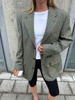 Beige Checked Oversized Blazer