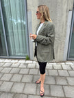 Beige Checked Oversized Blazer