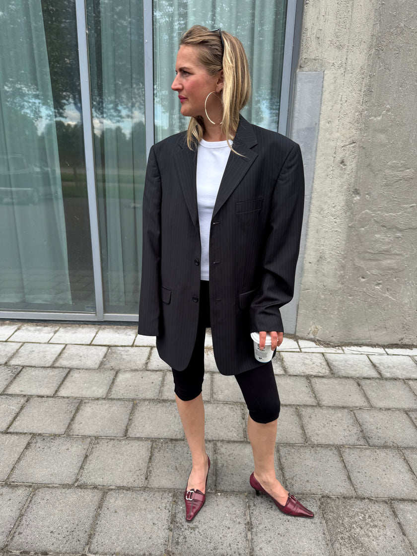 Dark Navy Pinstripe Blazer