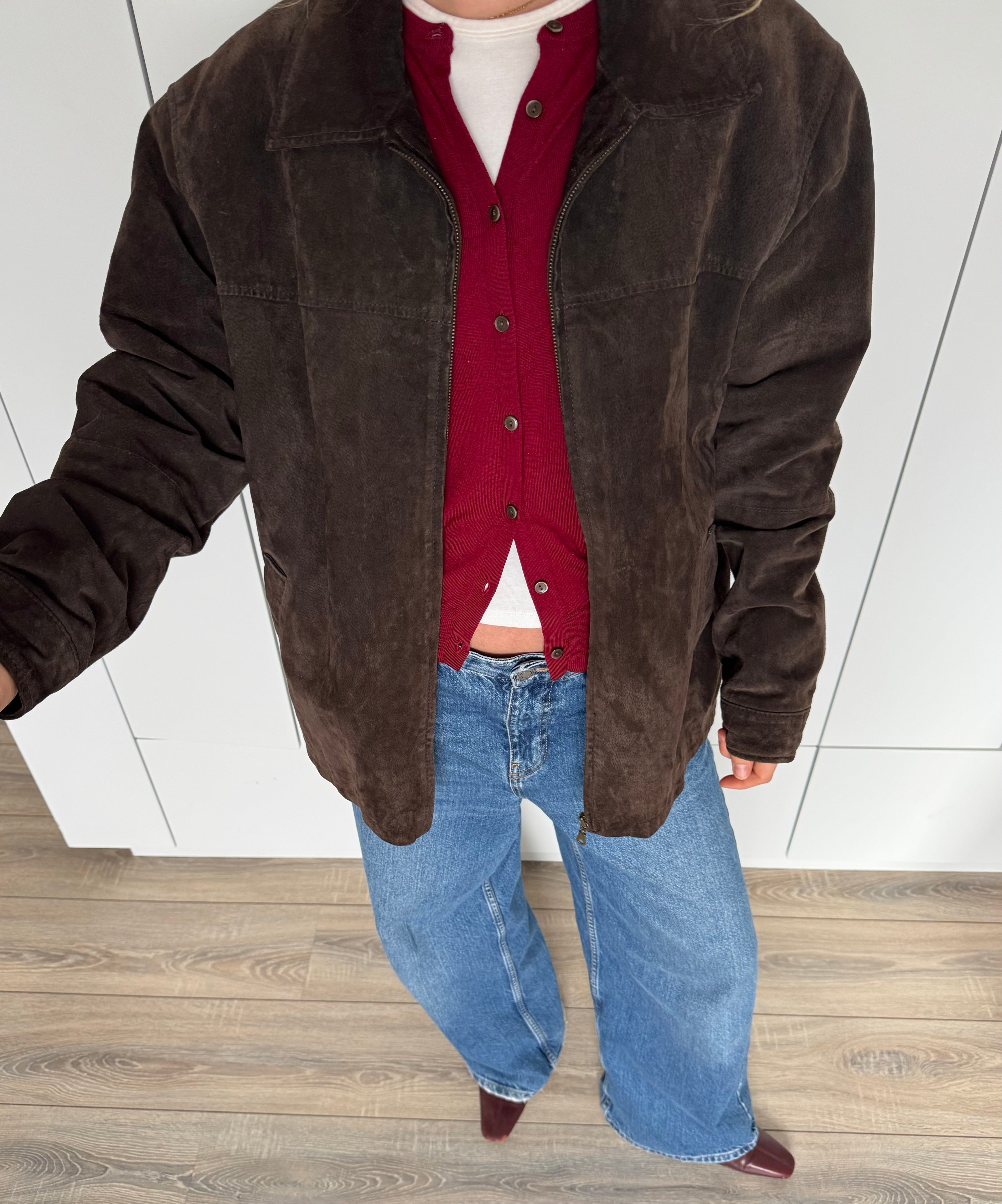 Oversized Dark Brown Suede “Dad” Jacket