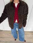 Oversized Dark Brown Suede “Dad” Jacket