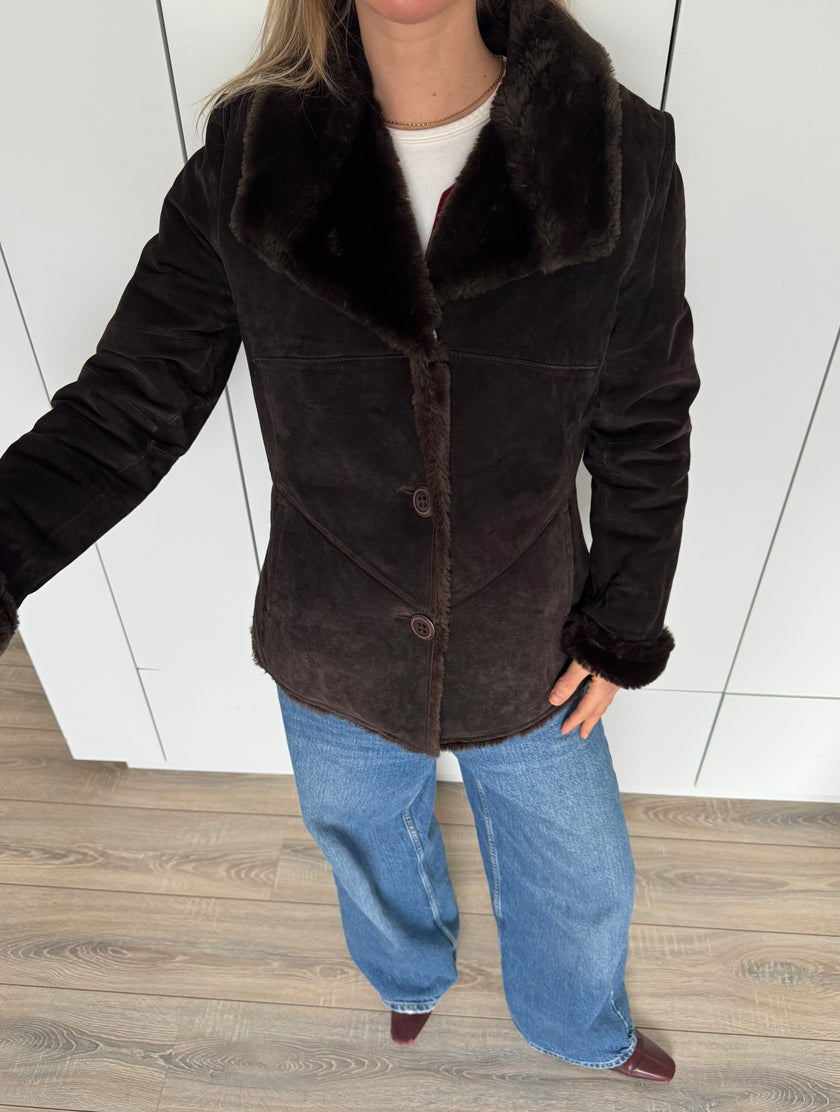 Dark Brown Suede Penny Lane Style Jacket