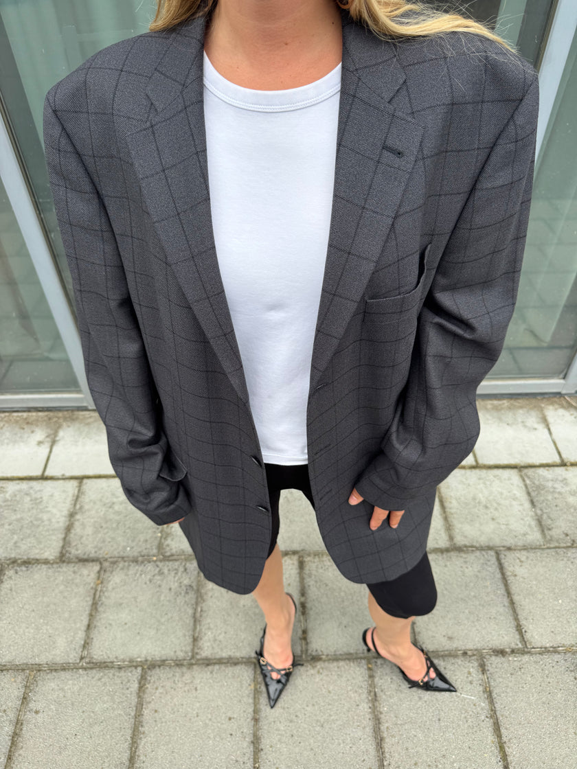 Dark Grey Checked Blazer
