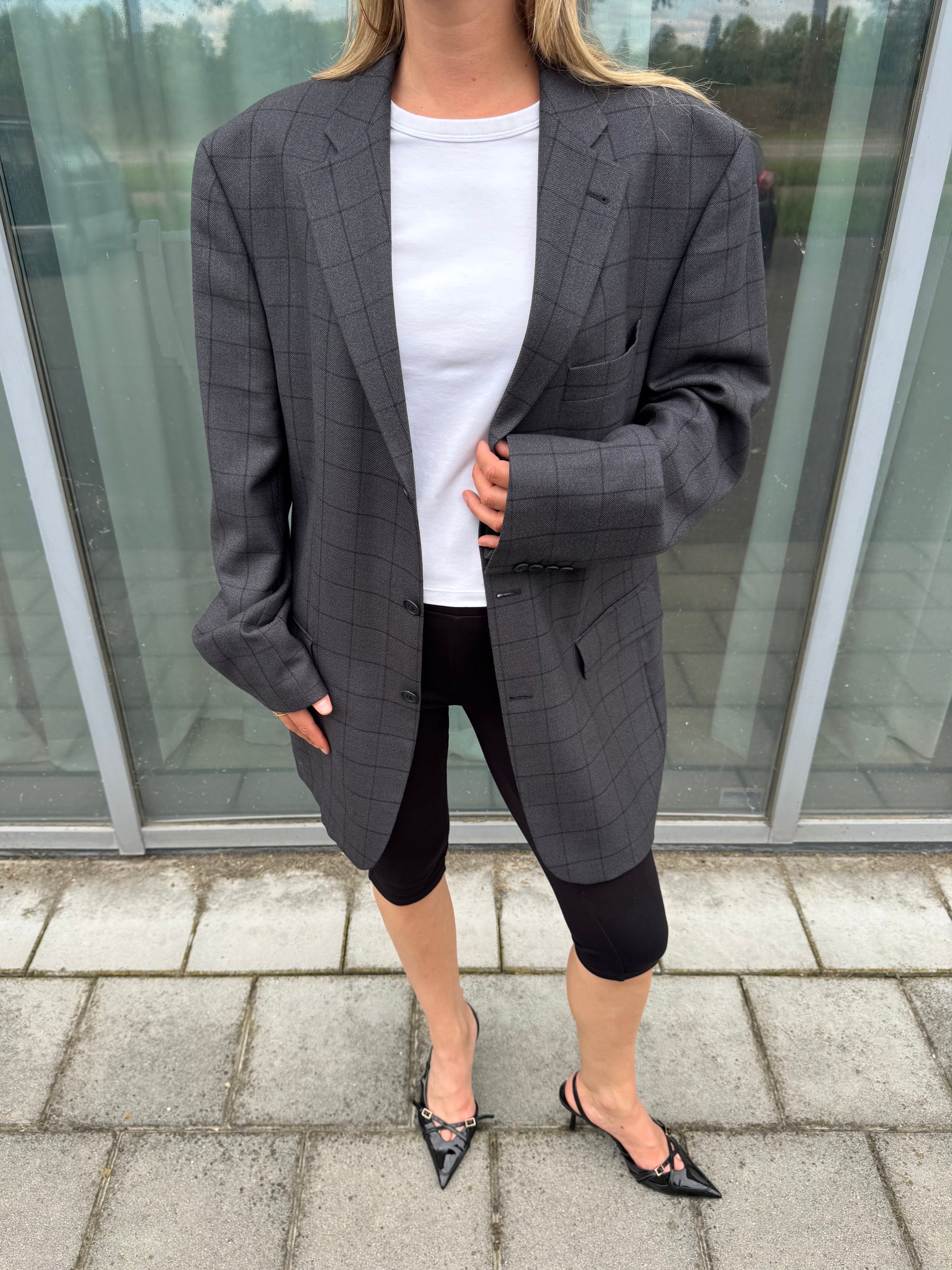 Dark Grey Checked Blazer