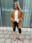 Golden Beige Suede Oversized Blazer