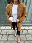 Golden Beige Suede Oversized Blazer