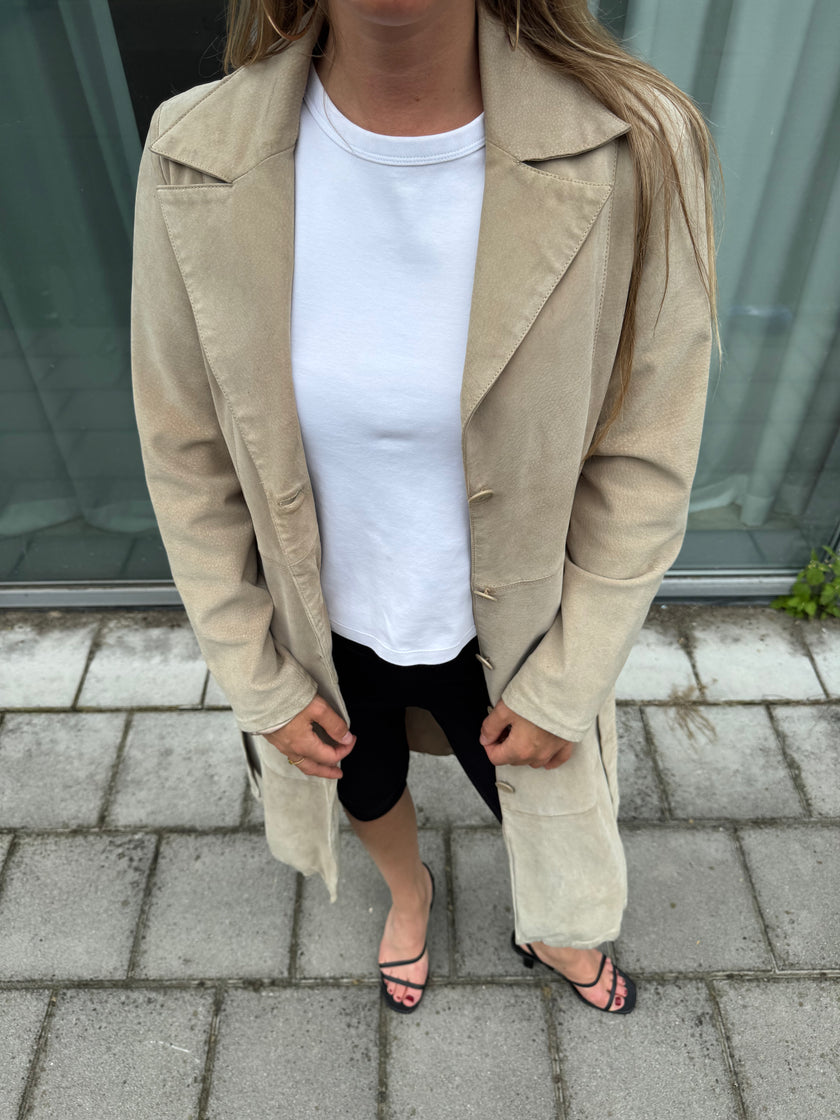 Light Beige Suede Vintage Trenchcoat