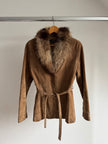 Penny Lane Style Suede Jacket with Fur