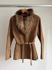 Penny Lane Style Suede Jacket with Fur