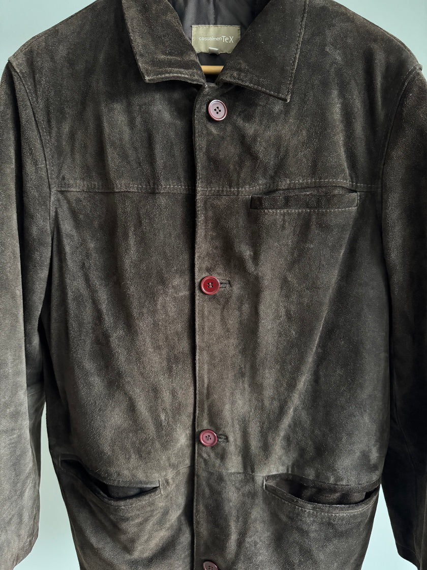 Trending Oversized Brown Suede Vintage Coat