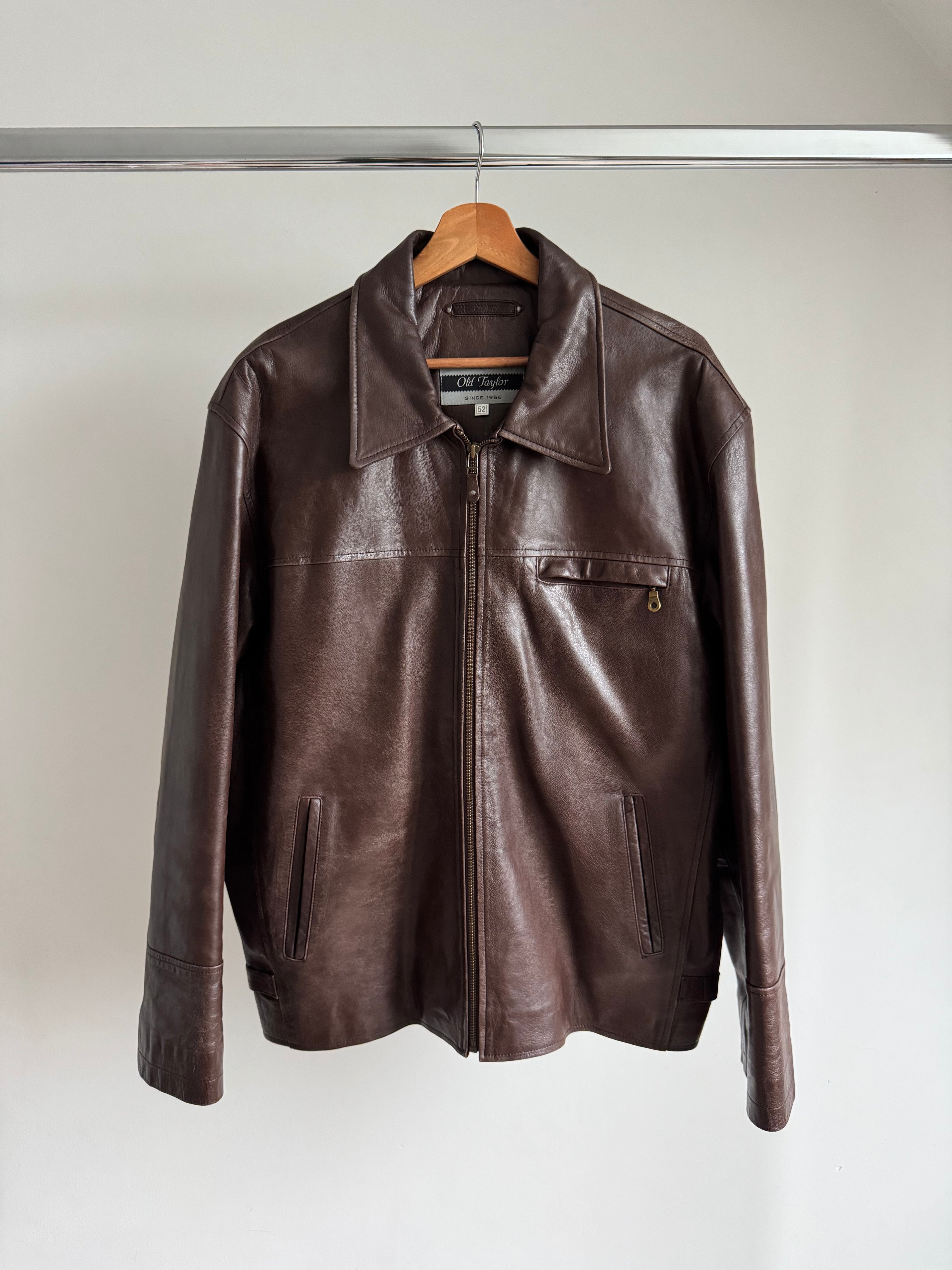 Super oversized brown leather vintage jacket