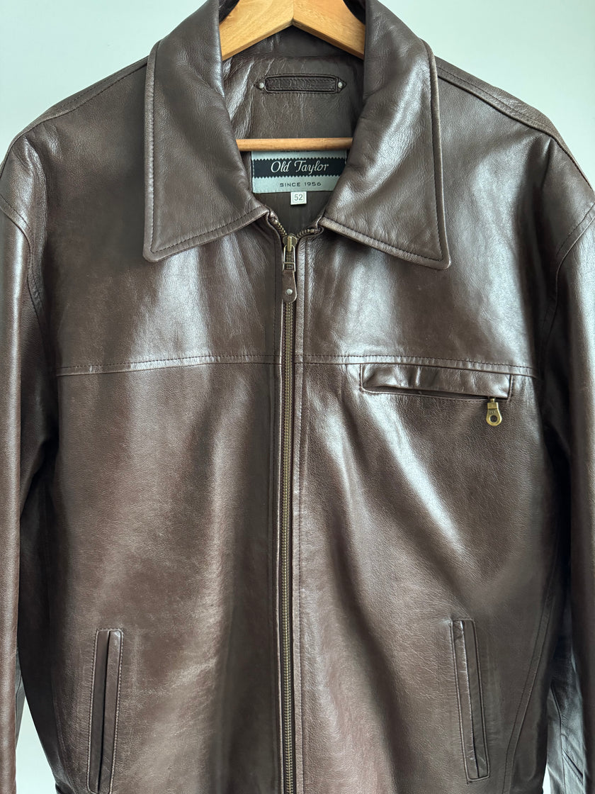 Super oversized brown leather vintage jacket