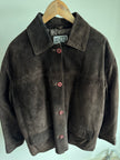Vintage Dark Brown Suede Jacket, Short & Buttoned