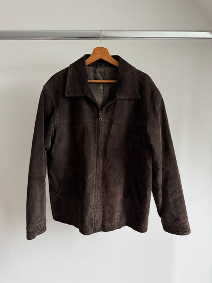 Oversized Dark Brown Suede “Dad” Jacket