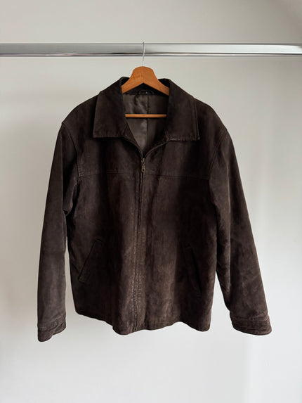 Oversized Dark Brown Suede “Dad” Jacket