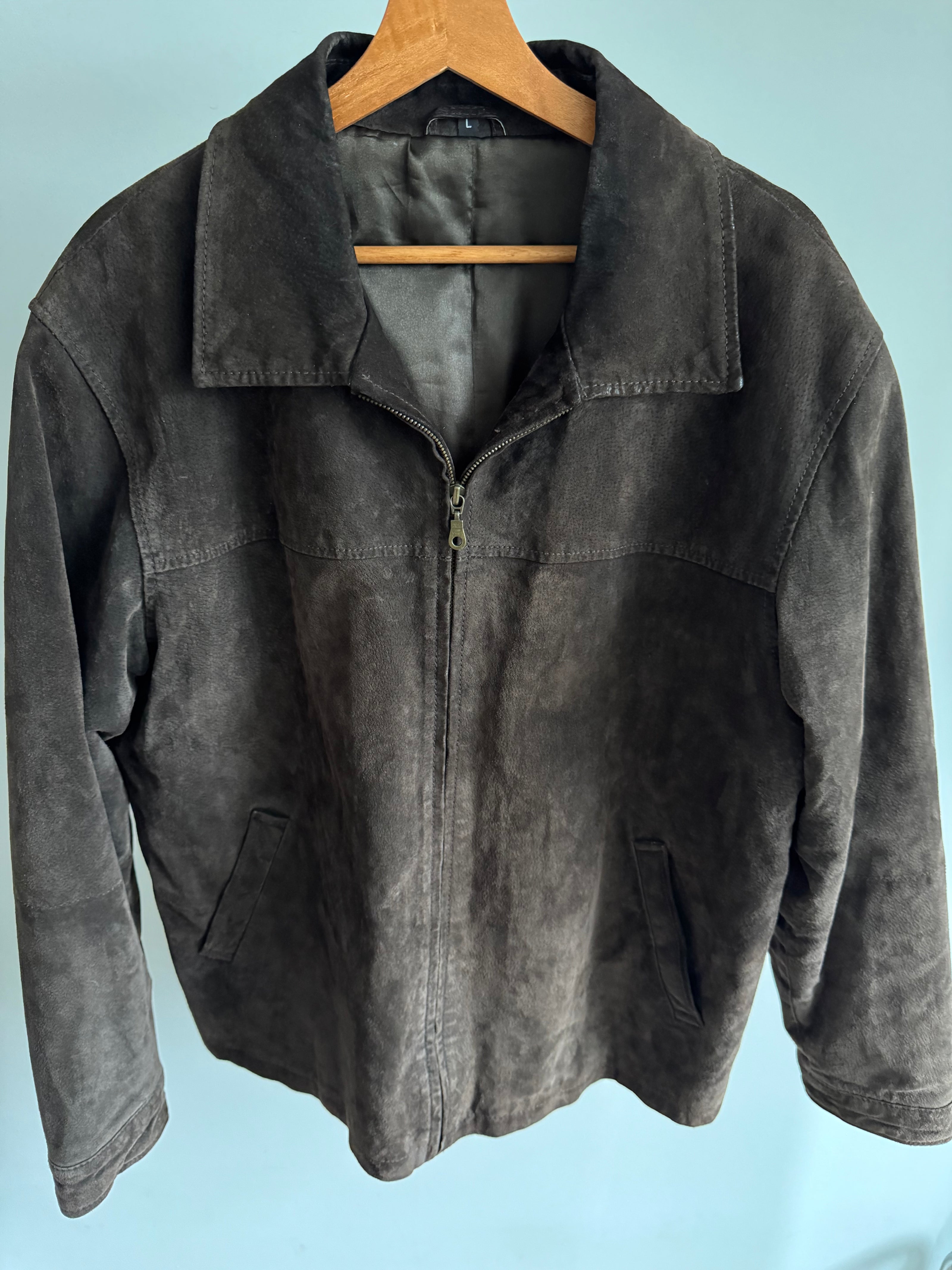 Oversized Dark Brown Suede “Dad” Jacket