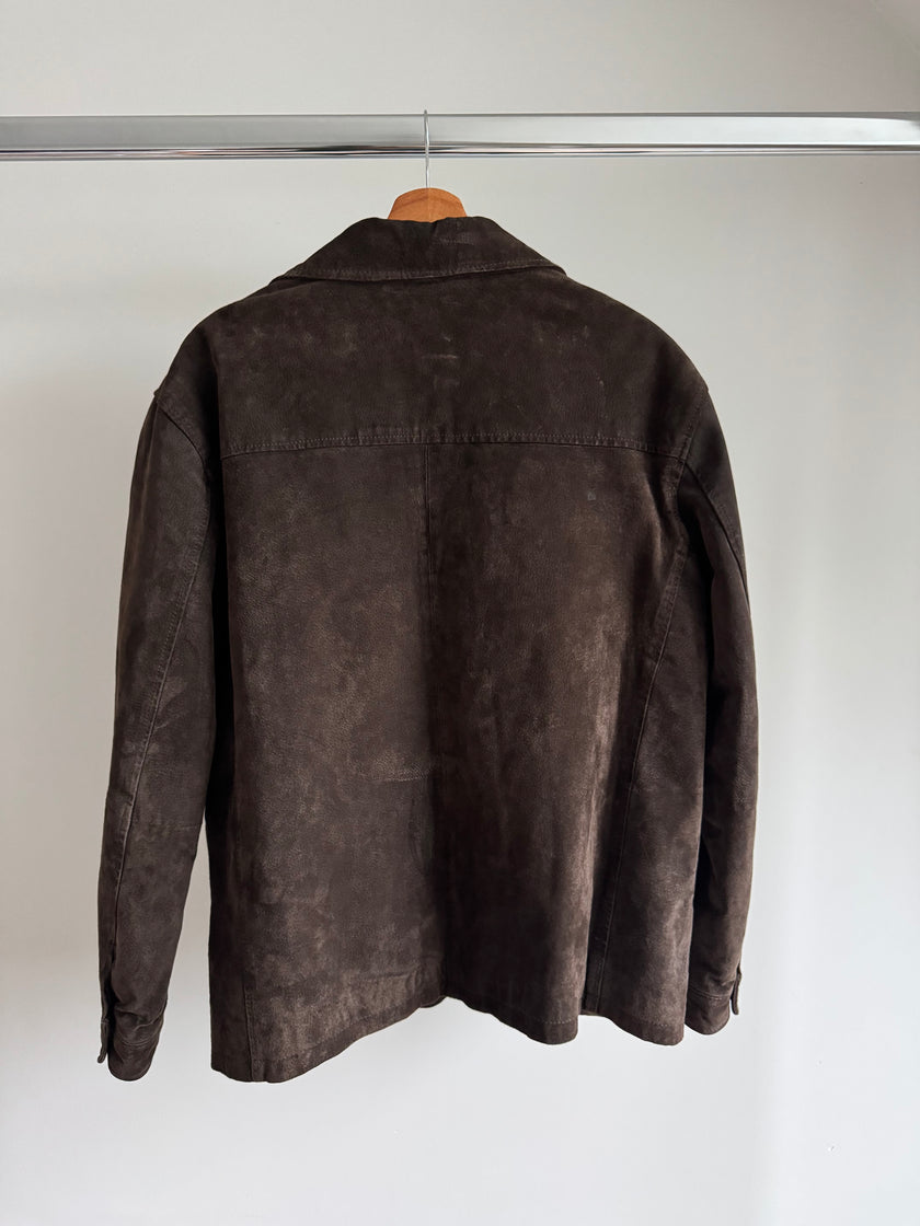 Oversized Dark Brown Suede “Dad” Jacket