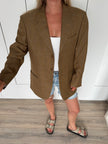 Brown Checked Oversized Blazer