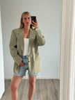 Beige Checked Oversized Vintage Blazer