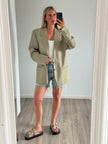 Beige Checked Oversized Vintage Blazer