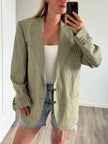 Beige Checked Oversized Vintage Blazer