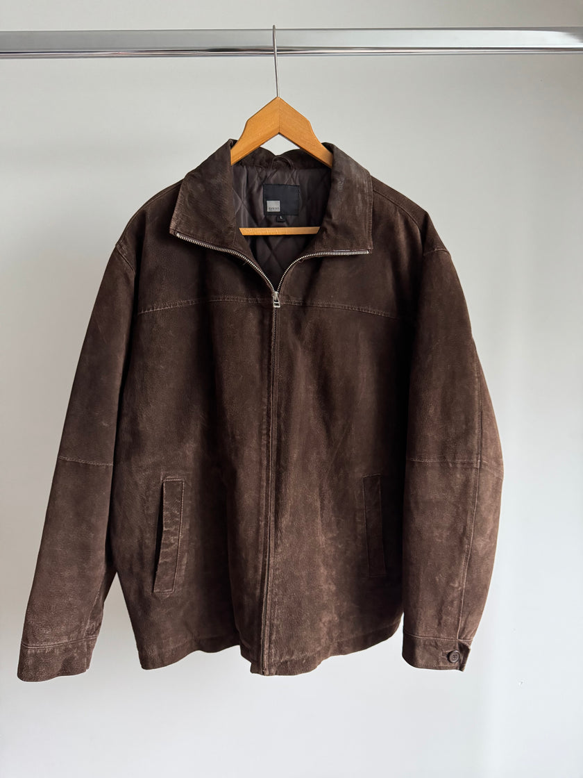 Vintage Oversized Dark Brown Suede Dad Jacket