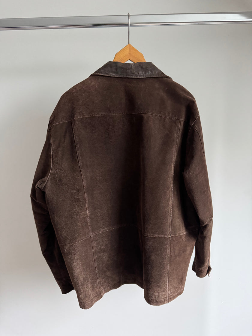 Vintage Oversized Dark Brown Suede Dad Jacket
