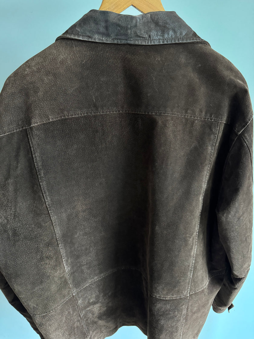Vintage Oversized Dark Brown Suede Dad Jacket