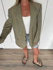 Beige Checked Oversized Vintage Blazer