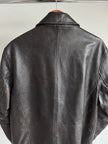 Black / Brown Distressed Oversized Leather Jacket