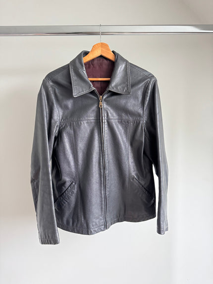 Vintage Fitted Black Leather Jacket