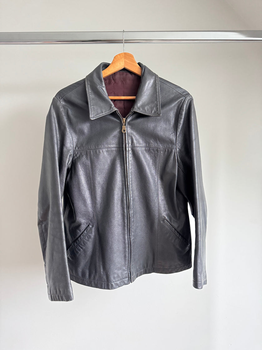 Vintage Fitted Black Leather Jacket