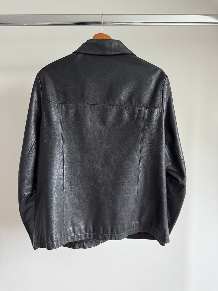 Vintage Fitted Black Leather Jacket