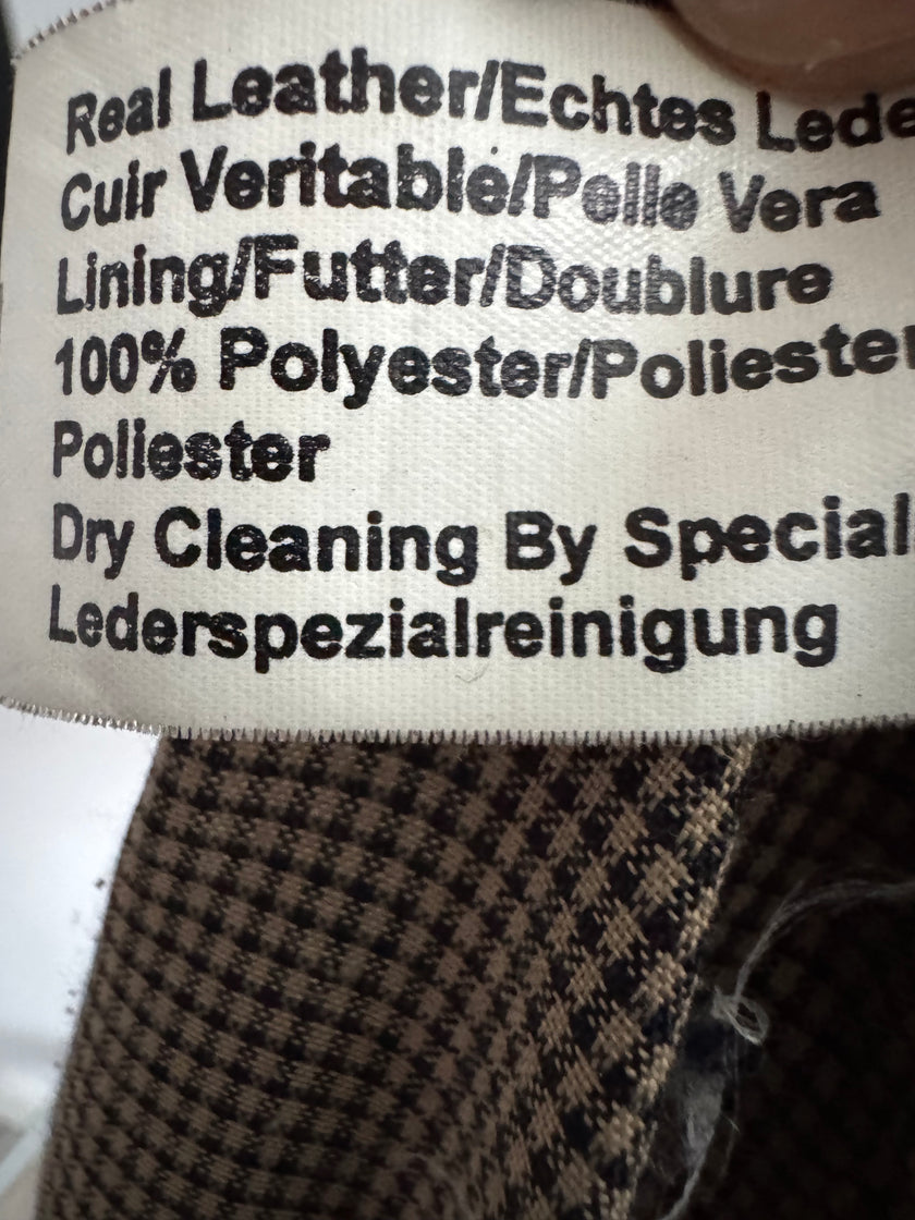 Vintage Brown Oversized Leather Bomber Jacket