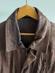 Vintage Brown Oversized Leather Bomber Jacket