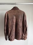 Vintage Brown Oversized Leather Bomber Jacket