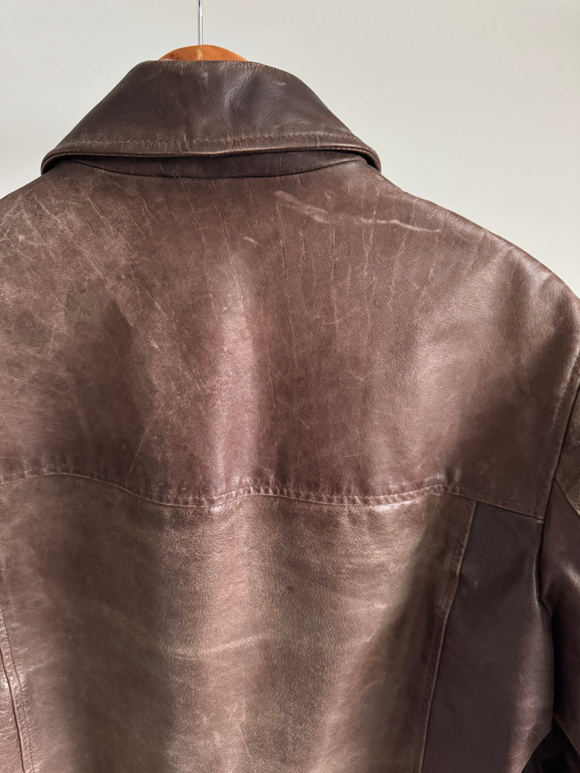 Super Oversized Vintage Brown Leather Jacket