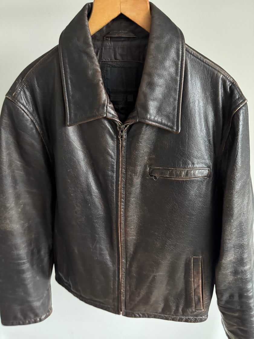 Brown Distressed Leather Jacket