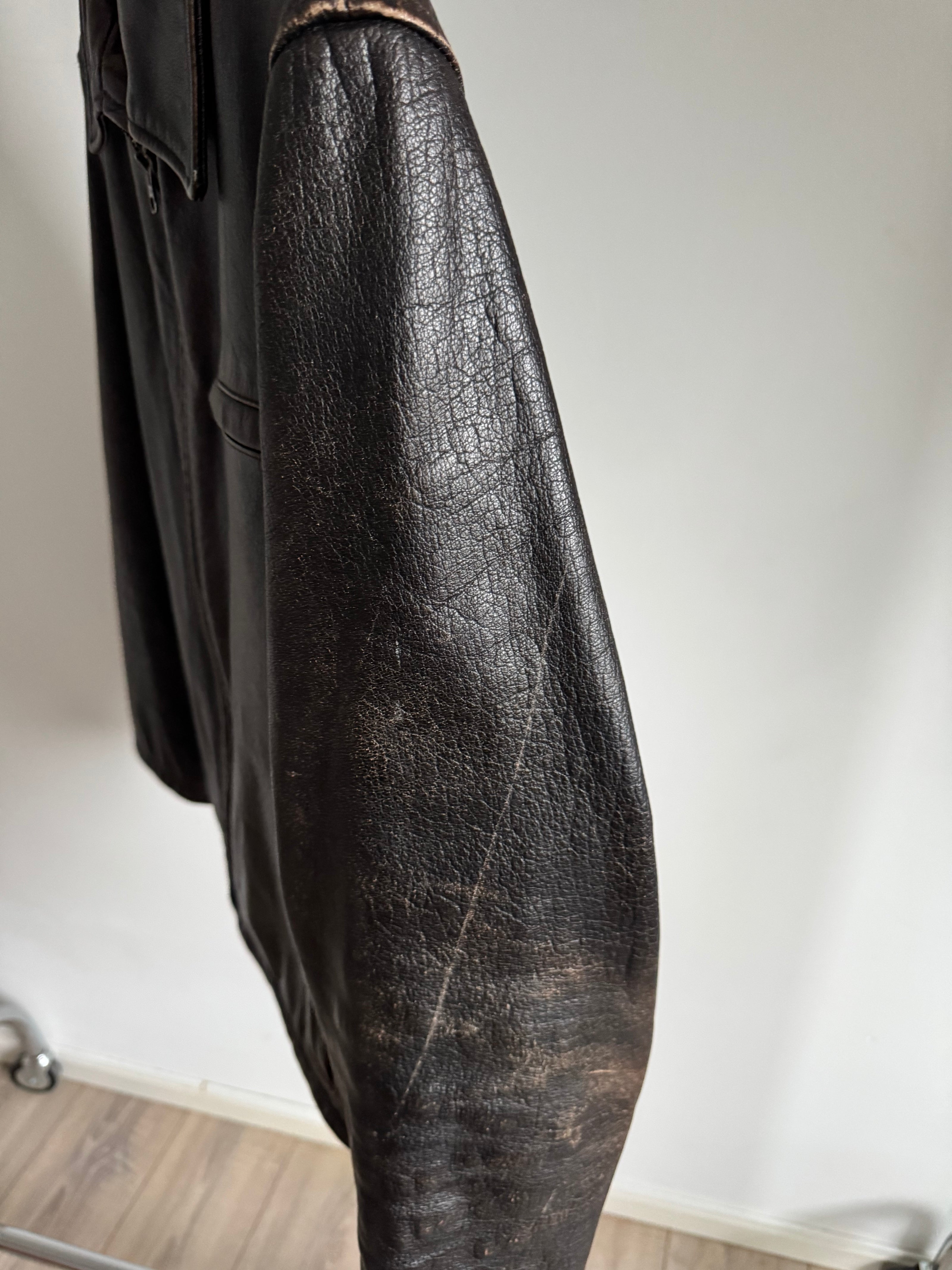 Brown Distressed Leather Jacket