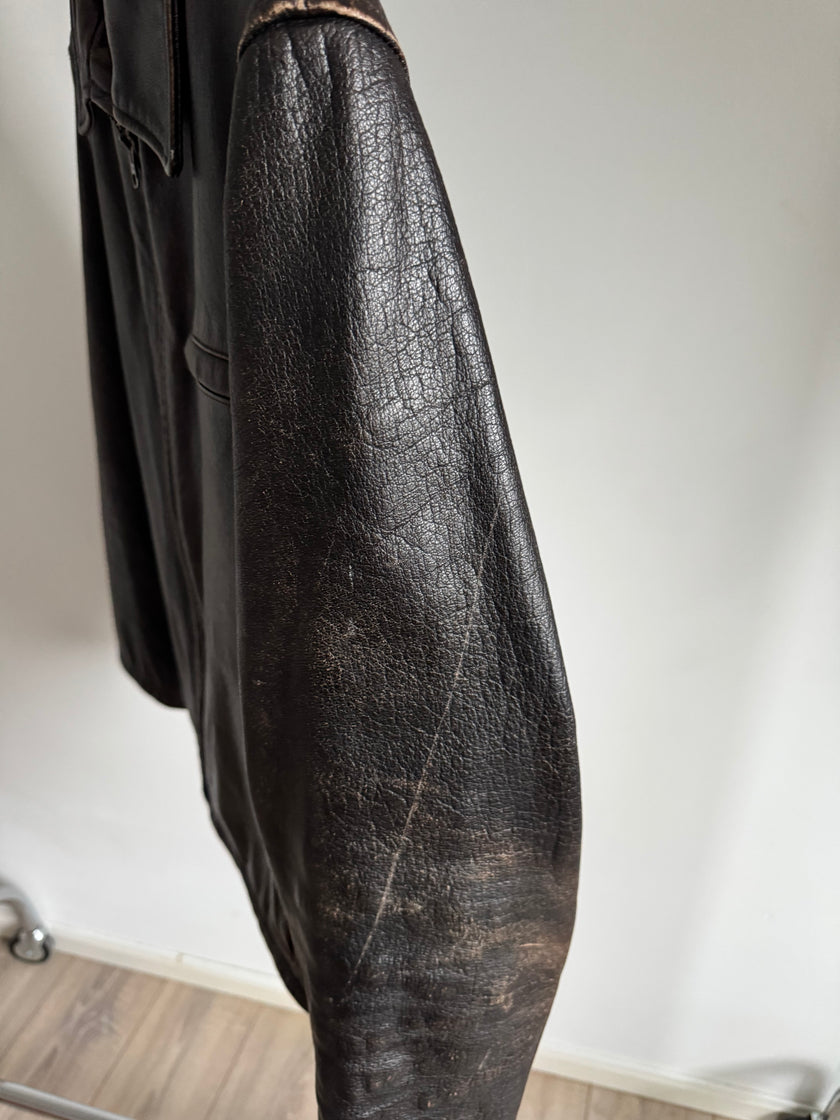 Brown Distressed Leather Jacket