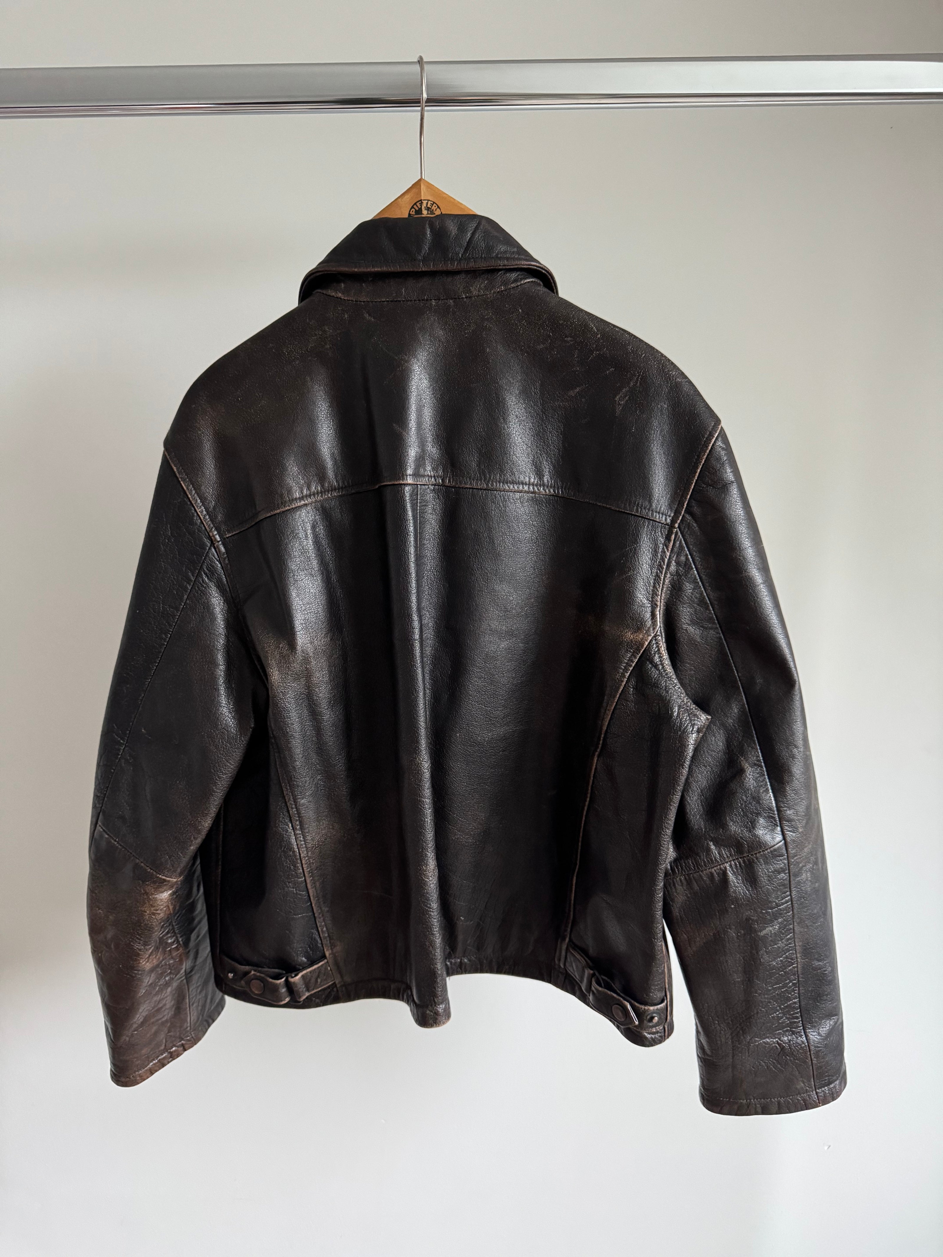 Brown Distressed Leather Jacket
