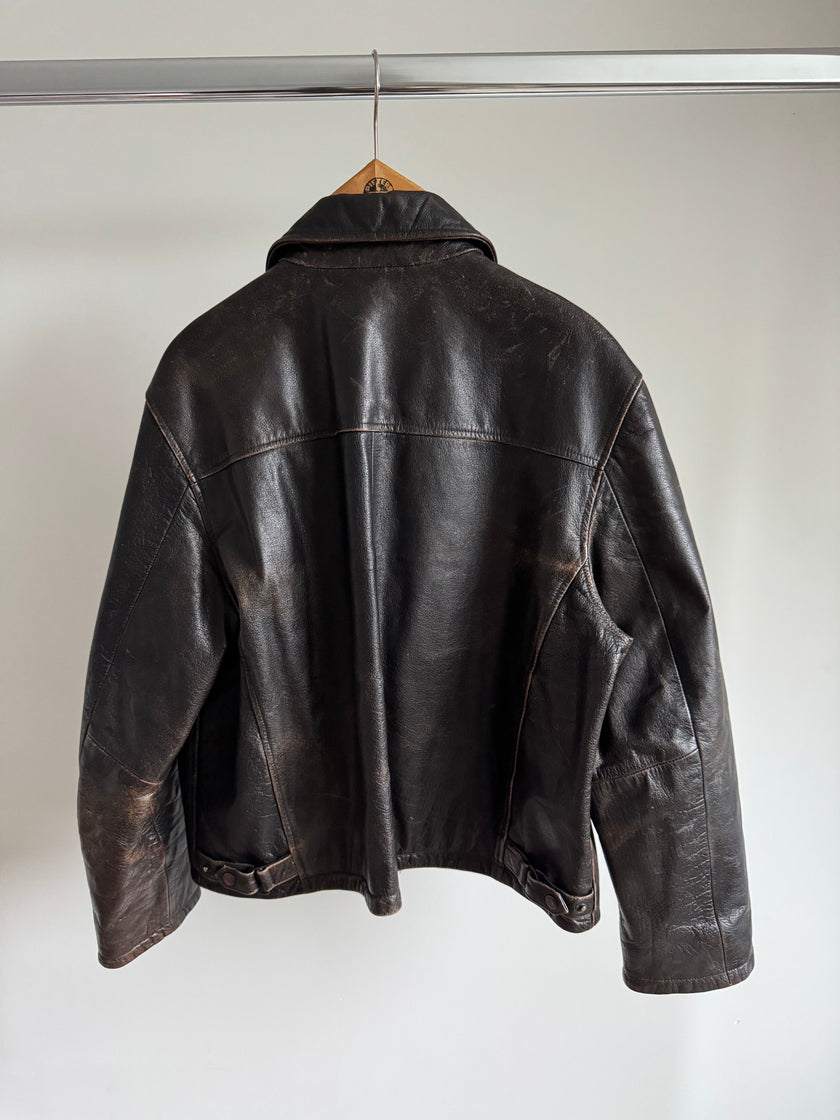 Brown Distressed Leather Jacket