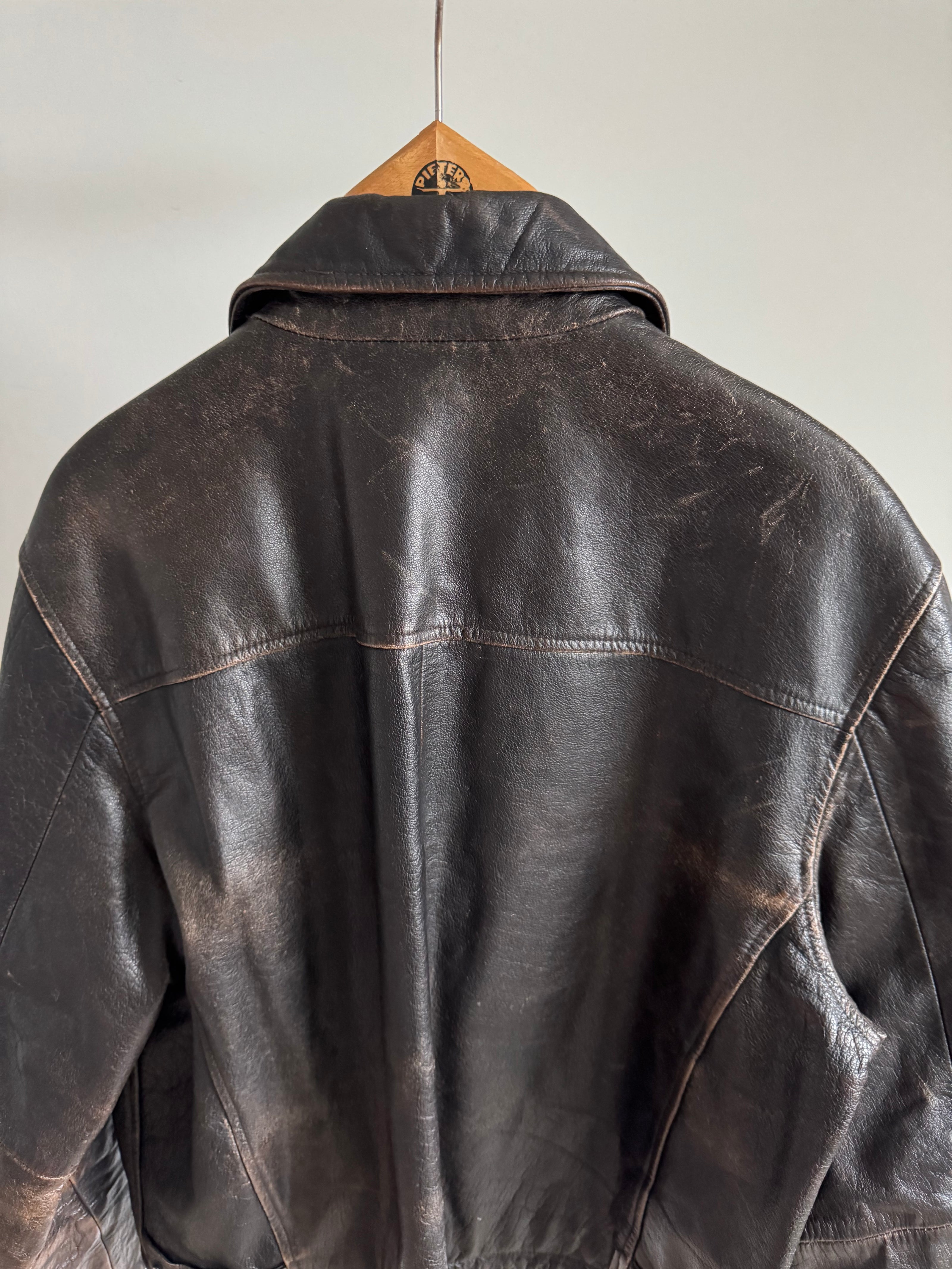 Brown Distressed Leather Jacket