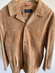 Light Beige Vintage Suede Jacket, Oversized Blazer Style