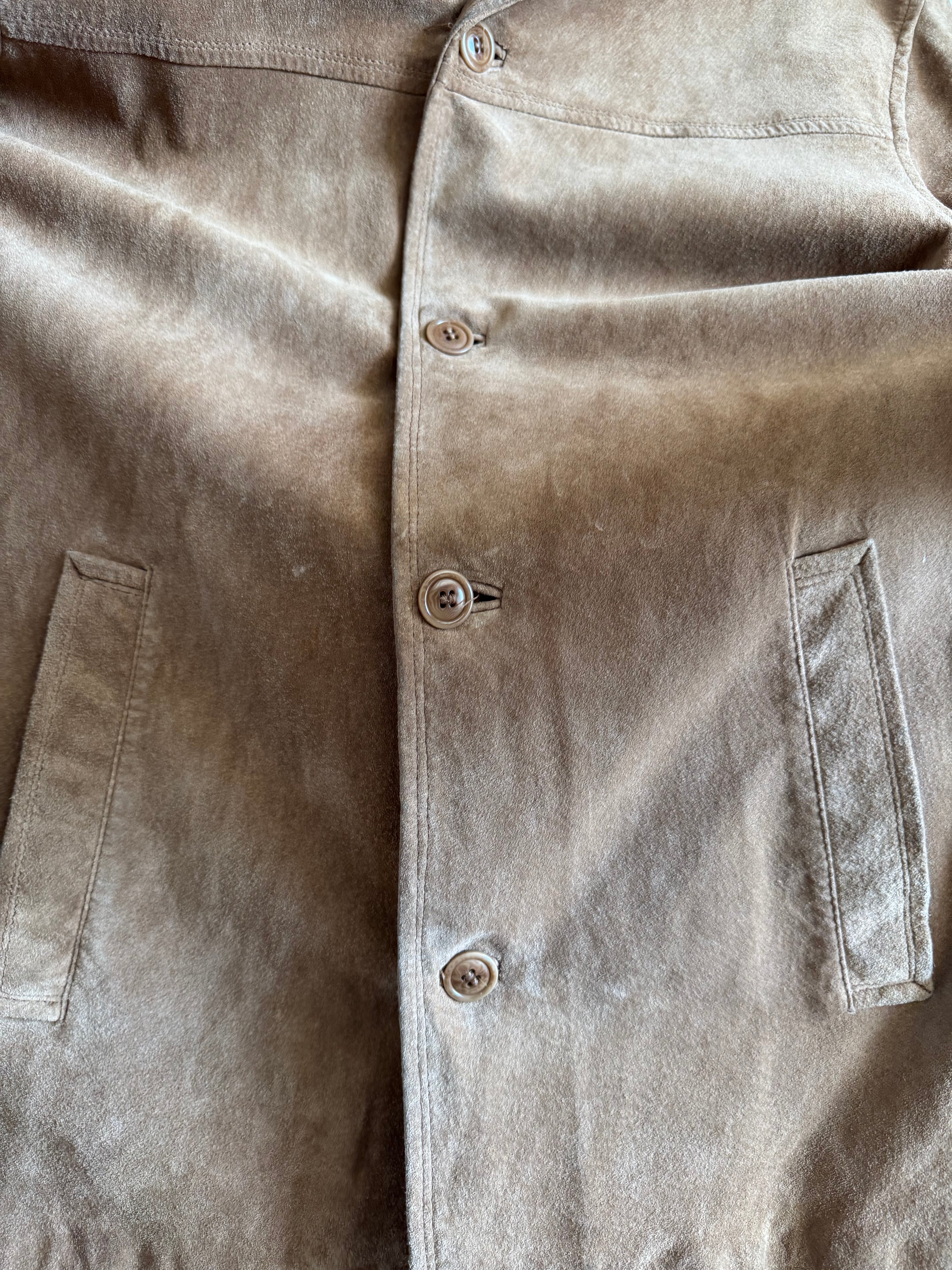 Light Beige Vintage Suede Jacket, Oversized Blazer Style