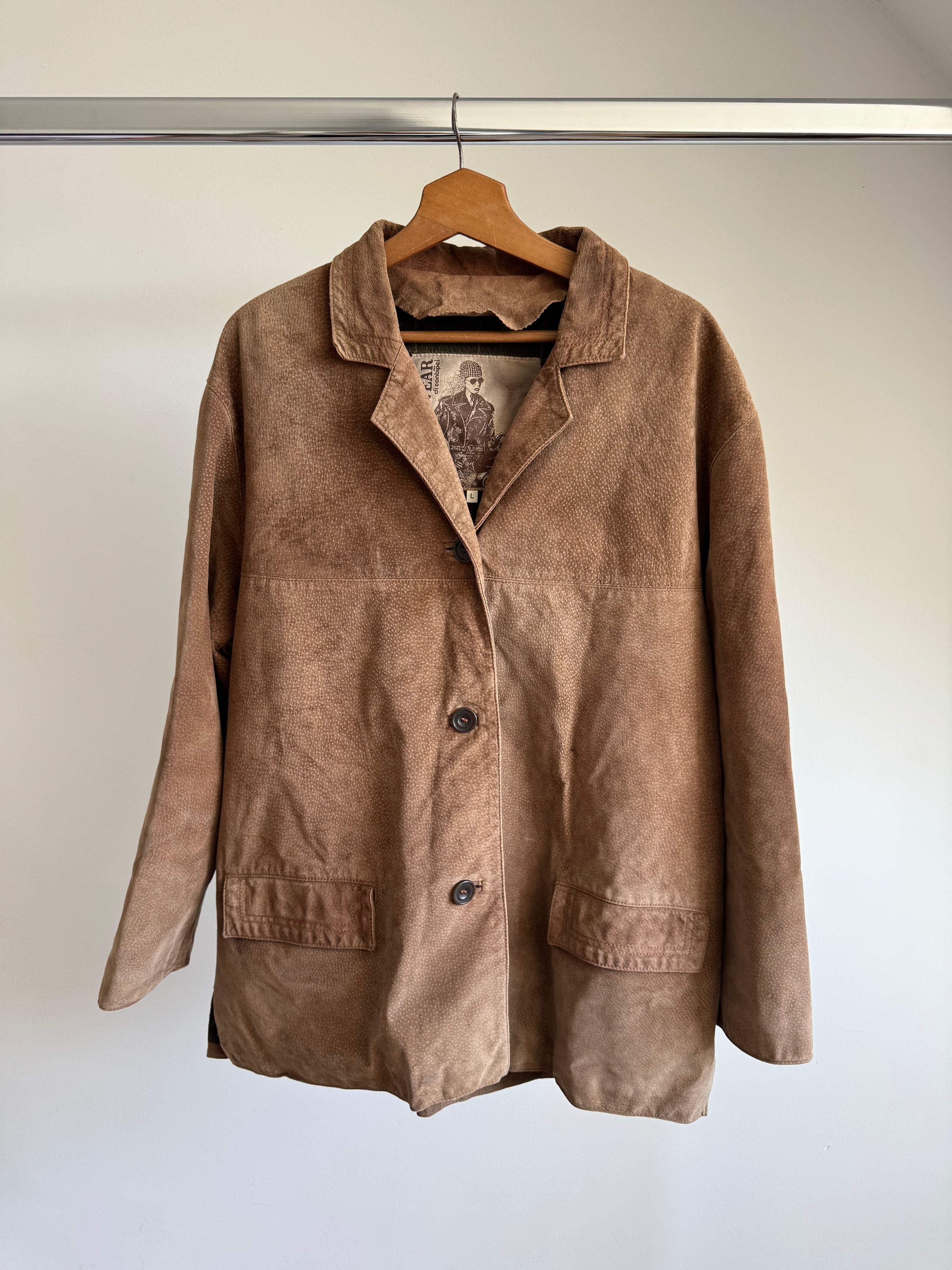 Vintage Oversized Beige Brown Suede Jacket / Blazer