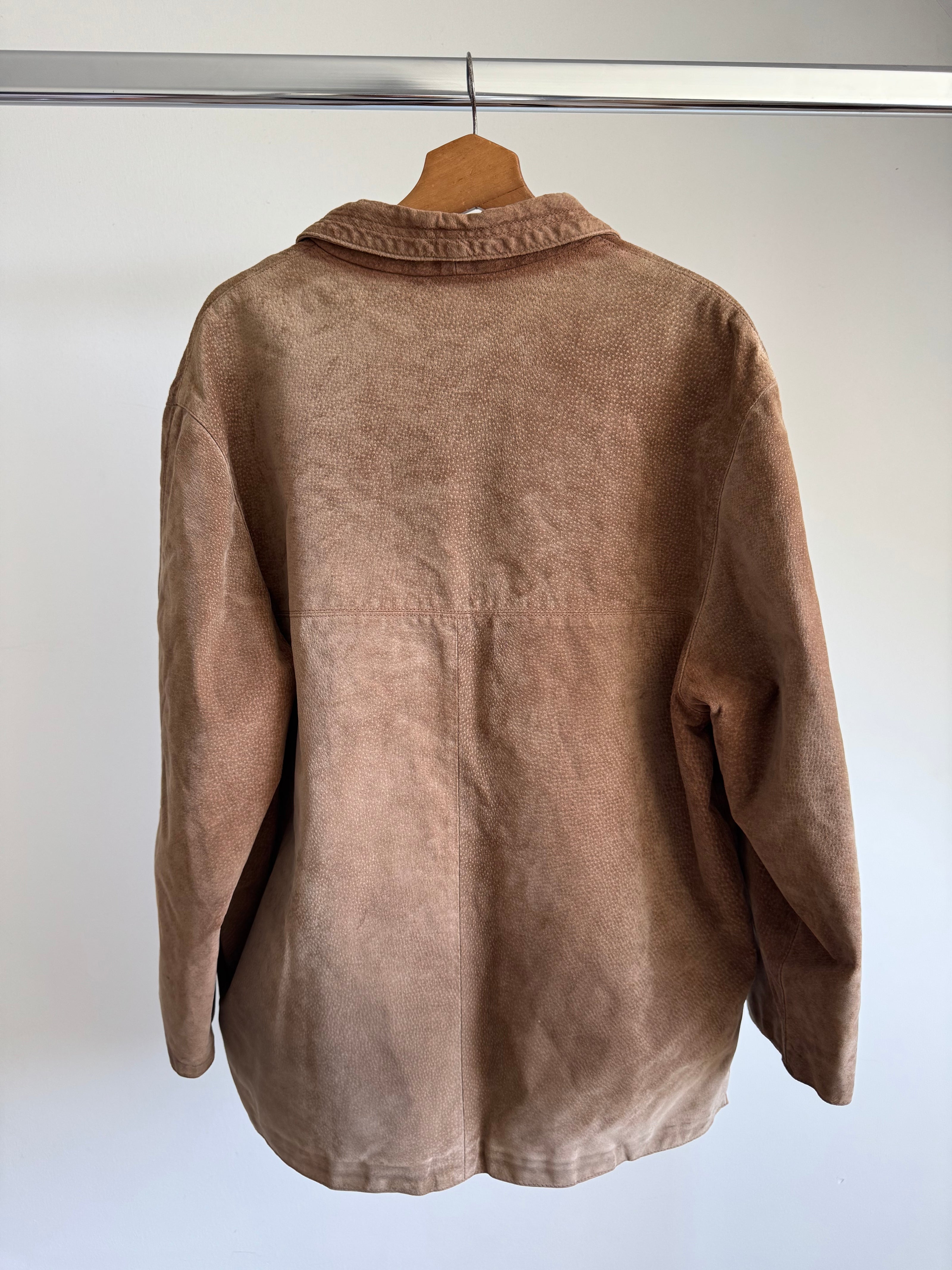 Vintage Oversized Beige Brown Suede Jacket / Blazer